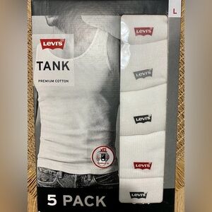 Levi’s Men's Premium Cotton Tank Top Shirts 5-Pack LOGO White Size LARGE NIB